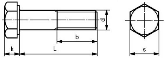 ISO 8765 Partially Threaded Hex Cap Screws with Metric Fine Threads